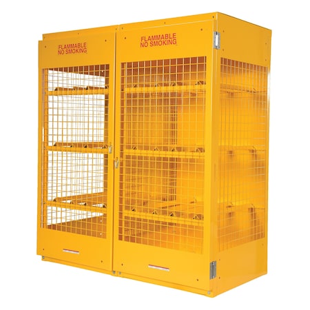 Vestil Yellow Cylinder Cabinet Horizontal 16 Cylinder Capacity CYL-H-16
